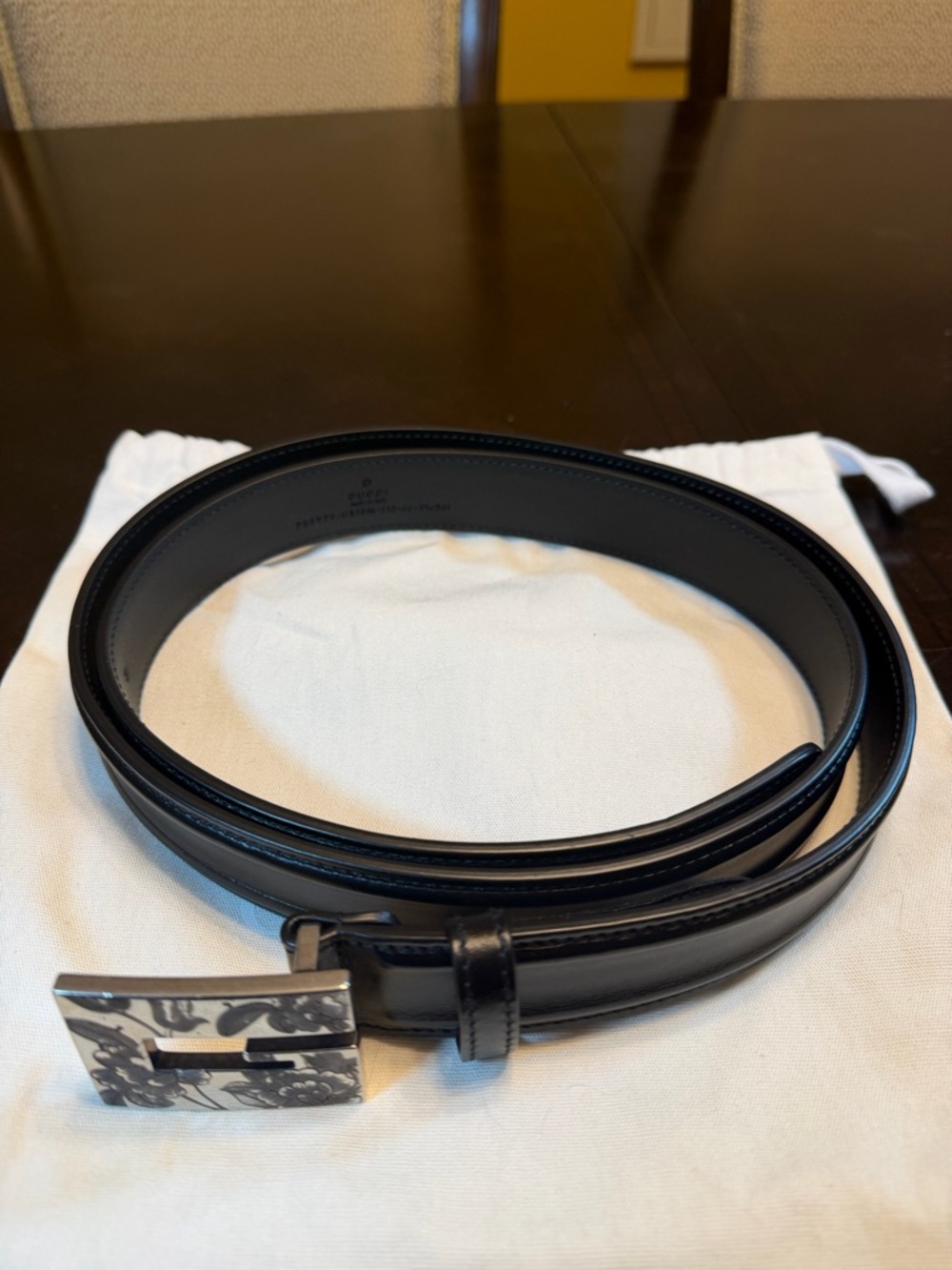 New Gucci Floral G Logo Buckle Black Belt Size 44 / 110 cm Fits a Waist 40 - 44 - Picture 6 of 12